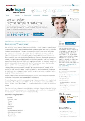 zero access virus removal- Jupiter Support