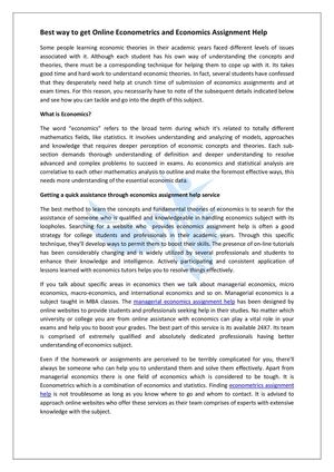 Best way to get Online Econometrics and Economics Assignment Help