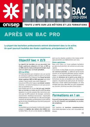 Fiche Onisep Après un Bac pro