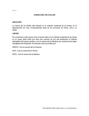 Geodinamica de la cuenca del rio chillon ( Sector inferior)..Michael Velasquez Tolentino