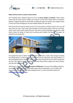 Make the Dream Home a reality at Valeco Homes 