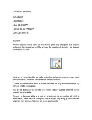 ANTHONY BROWNE BIOGRAFIA INVENTADA