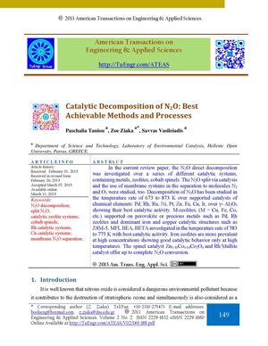 Catalytic Decomposition of N2O: Best Achievable Methods and Processes