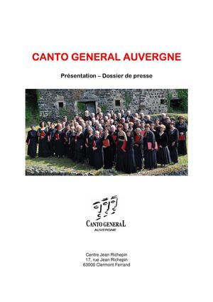 Choeur du Canto General Auvergne - Dossier de presse
