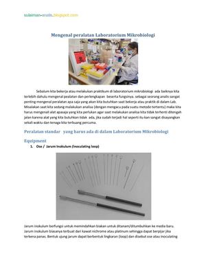 Mengenal peralatan Laboratorium Mikrobiologi