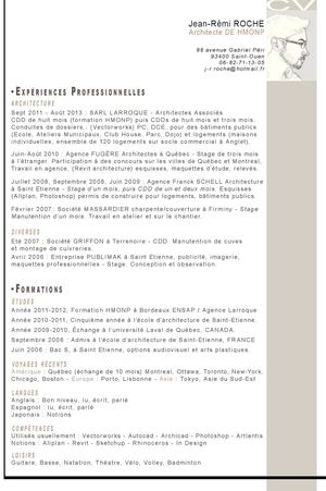 CV + lettre de recommandation Roche Jean-Rémi