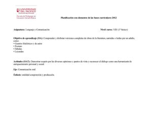 Planificación de Lenguaje y Comunicación AGOSTO