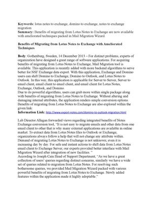 Benefits of Migrating from Lotus Notes to Exchange with Ameliorated Techniques