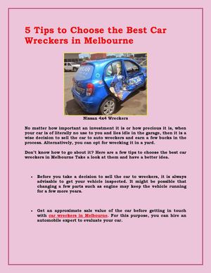 5 Tips to Choose the Best Car Wreckers in Melbourne