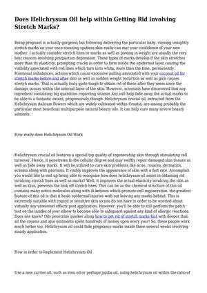 Does Helichrysum Oil help within Getting Rid involving Stretch Marks?