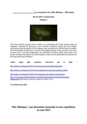 Les anomalies de la Mer Baltique Volume 1