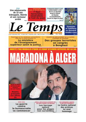 Le Temps d'Algérie Edtion du Lundi 16 Décembre 2013
