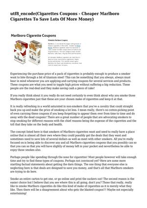 Cigarettes Coupons - Cheaper Marlboro Cigarettes To Save Lots Of More Money