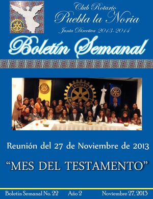 Boletín Electrónico Semanal no.22 Club Rotario Puebla La Noria