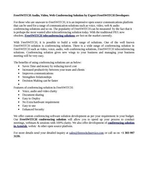 FreeSWITCH Audio, Video, Web Conferencing Solution by Expert FreeSWITCH Developers.pdf