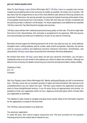 Competitive Instant Payday Loans Online Wilmington,NC 100 Day Loans Fraud Review