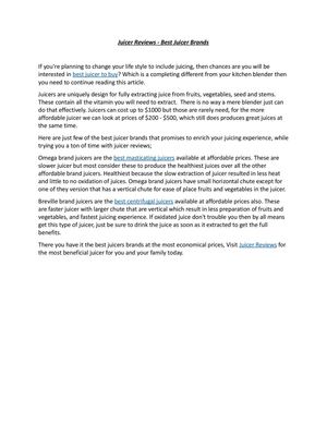 Juicer Reviews - Best Juicer Brands