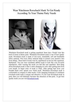 Wear Watchmen Rorschach Mask To Get Ready According To Your Theme Party Needs 