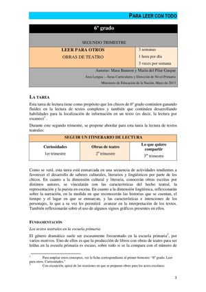 09- 6º Grado Leer para otros - Obras de Teatro