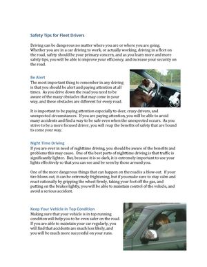 Safety Tips for Fleet Drivers