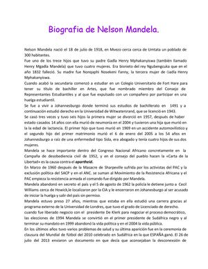 Biografia de Nelson Mandela.