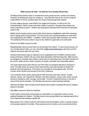 Bible Lessons For Kids - An Idea For Your Sunday School Class l