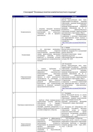 Основные понятия компетентностного подхода