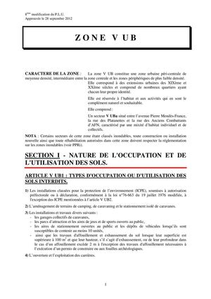 PLU Nîmes Zone VUB 8ème modification