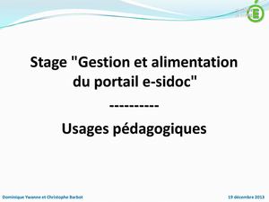 Usages pédagogiques du portail e-sidoc