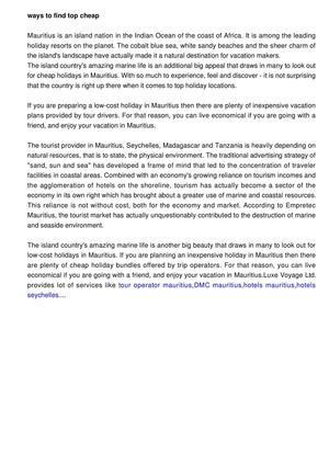  Exactly how To Find Top Cheap Mauritius Holiday Resorts