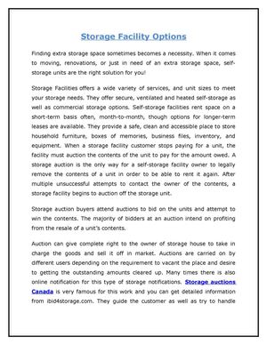 Storage Facility Options