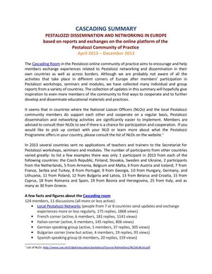 Report of the Cascading Room - Pestalozzi Online Community of Practice