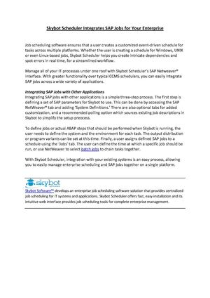 Skybot Scheduler Integrates SAP Job for Your Enterprise