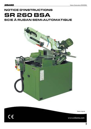 Notice instructions scies à ruban SIDAMO SR360BSA