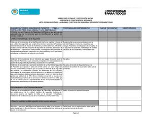 LISTA DE CHEQUEO PARA LAS BUENAS PRÁCTICAS DE SEGURIDAD DE PACIENTES OBLIGATORIAS
