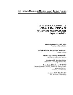 Guía Para La realización de Necropsias Medico Legal. Segunda Edición .