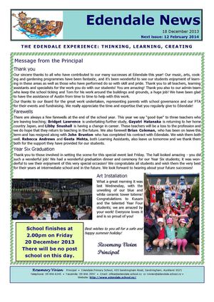 Edendale Newsletter 18 December