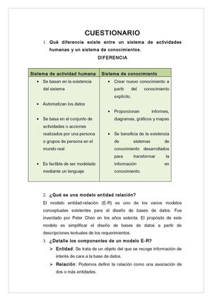 CUESTIONARIO DE METODOLGIA DE CREACION DE BASE DE DATOS