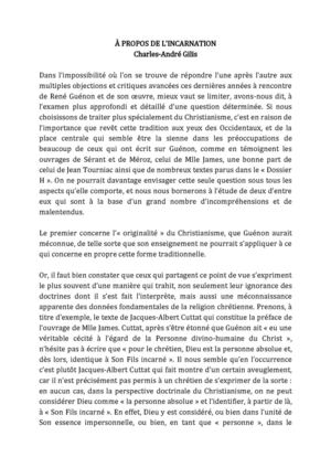Charles-André Gilis - À propos de l’incarnation