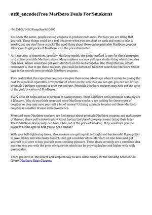 Free Marlboro Deals For Smokers