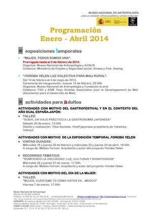 Programación actividades Museo Nacional de Antropología