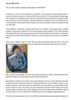 Are you able to Obtain a Designer Diaper Bag At under $200?