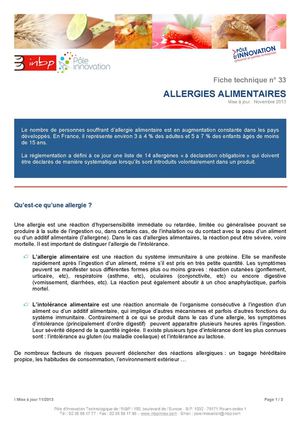 FT 33 "Allergies alimentaires"