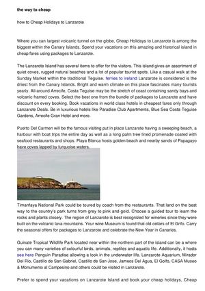 how to  Cheap Holidays to Lanzarote