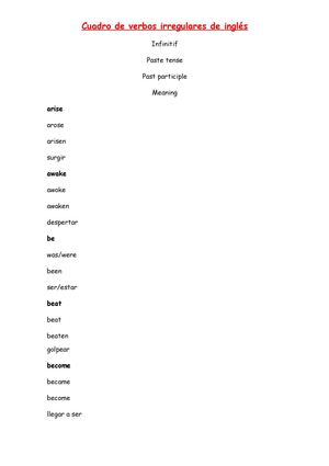 Verbos Irregulares