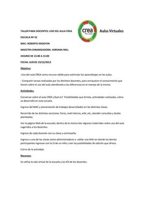 Taller CREA para docentes de la Ela 52