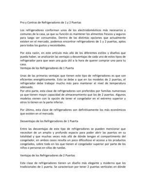 Pro y Contras de Refrigeradores