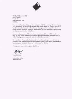 Letter of permission sainsbury