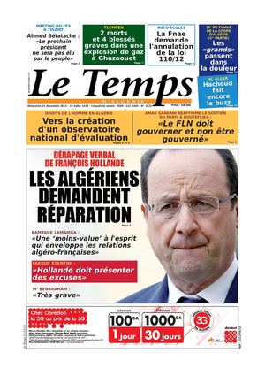 Le Temps d'Algérie Edtion du Dimanche 22 Décembre 2013