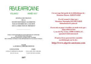 Revue Africaine, Vol 2 - 1858